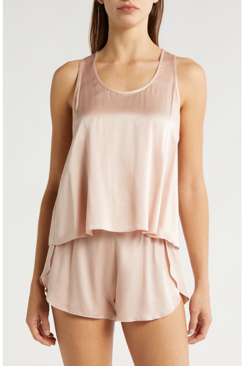 Racerback Washable Silk Short Pajamas, Main, color, DELICATE PINK