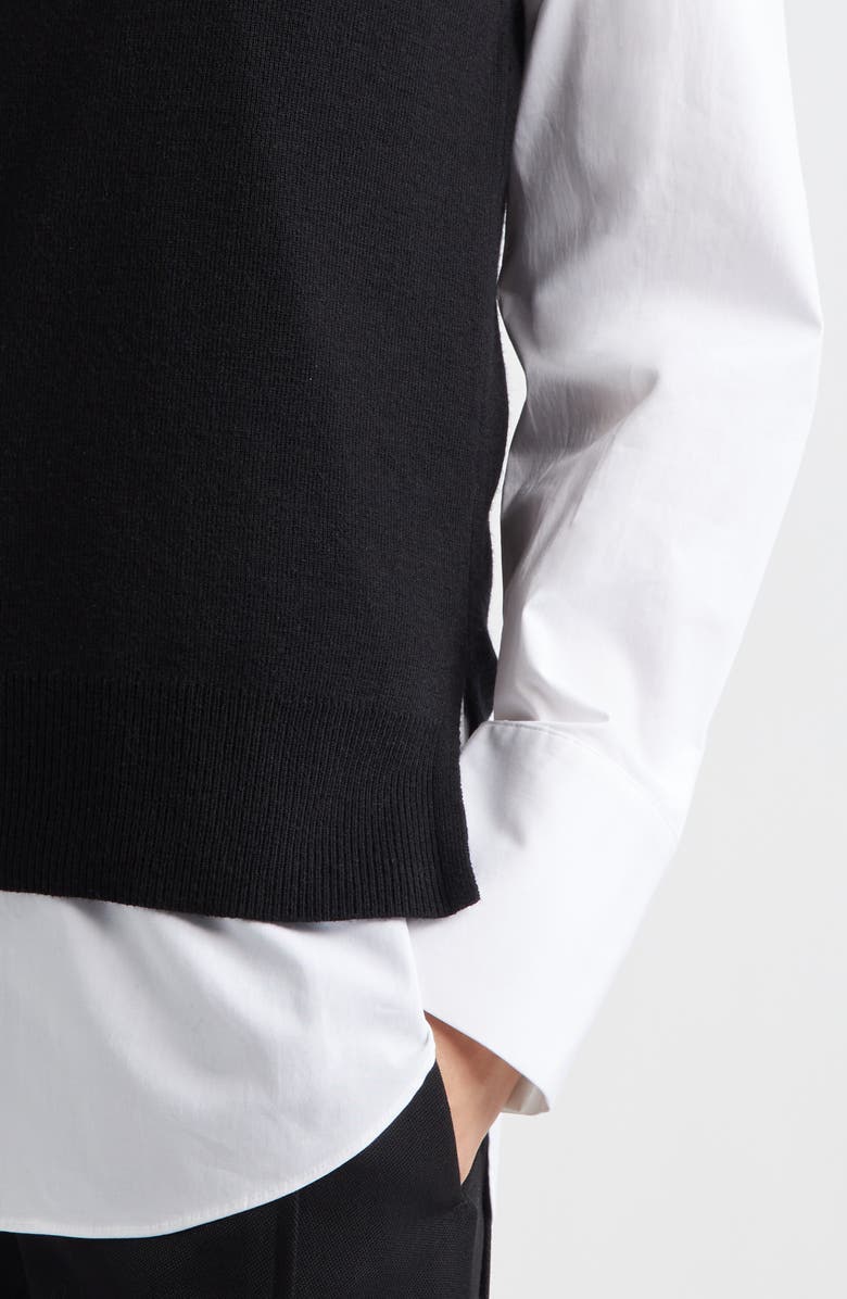 STAUD Damian Layered Shirt, Alternate, color, Black/ White