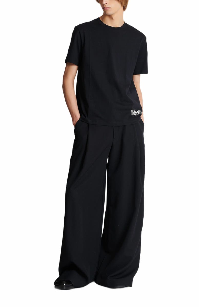 Balmain Small Balmain Stamp Printed T-Shirt, Alternate, color, Black