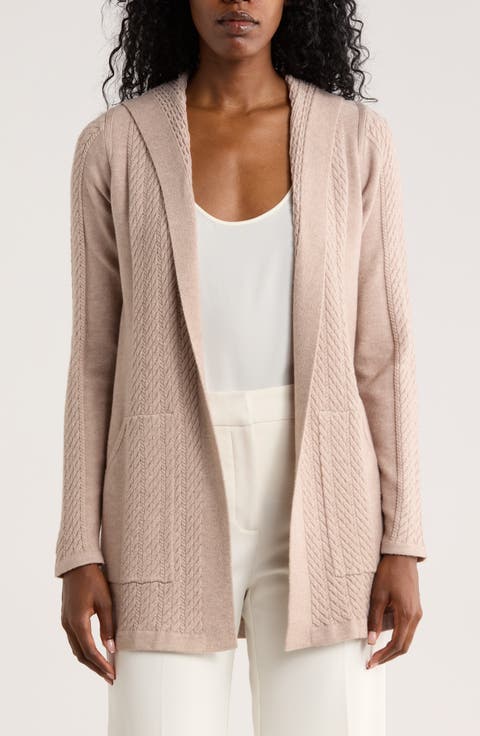 Cable Knit Hooded Cardigan