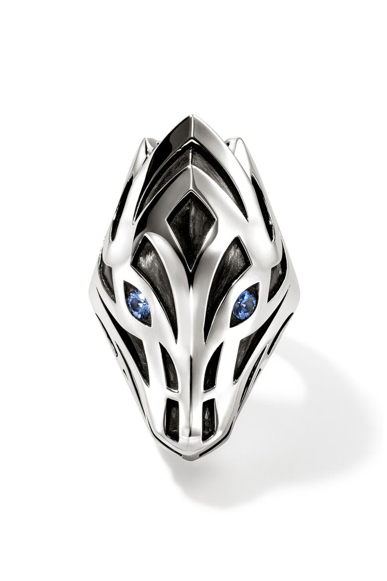 Naga Ring, Sterling Silver, Blue Sapphire, Main, color, SILVER