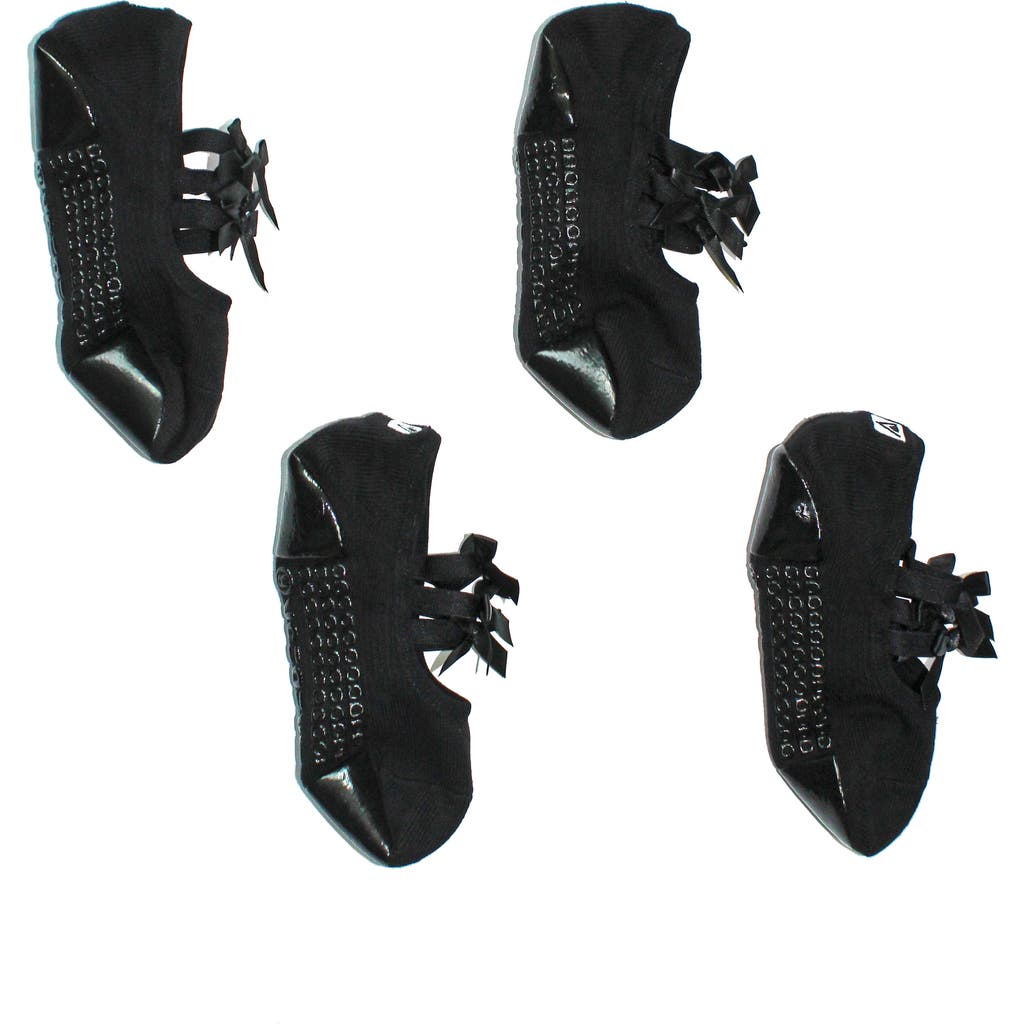 Arebesk Ribbon 2-pack Cotton Blend Gripper Socks In Black