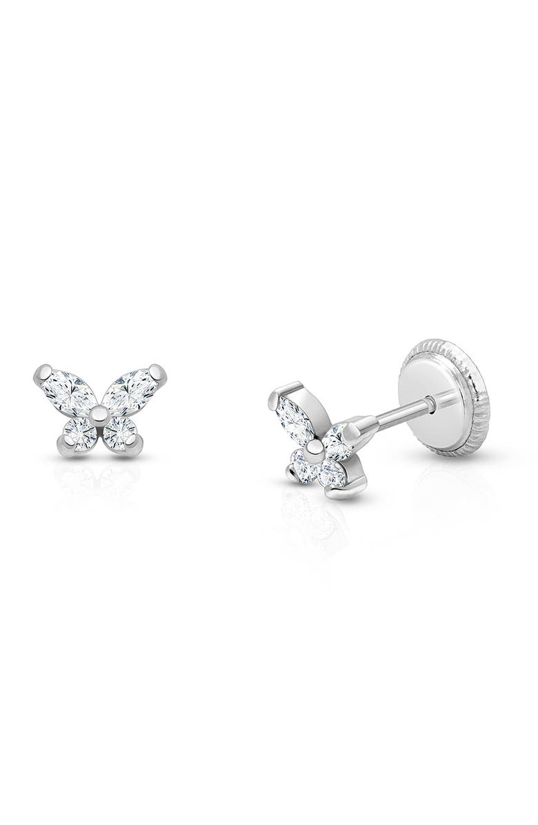 Tiny Blessings 14K Gold Tiny Marquise Butterfly Studs Screw Back Earrings, Main, color, 14K White Gold