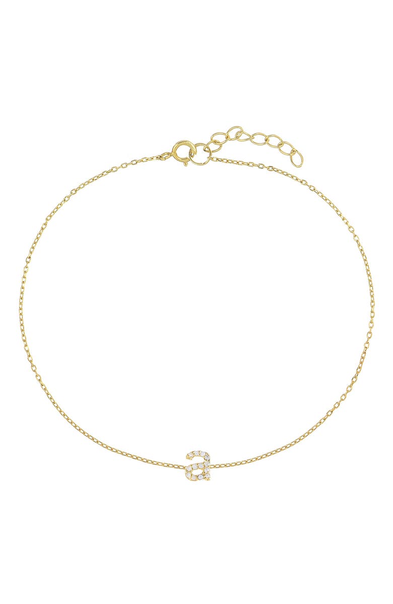 BY ADINA EDEN Adina's Jewels Tiny Pavé Lowercase Initial Anklet, Main, color,