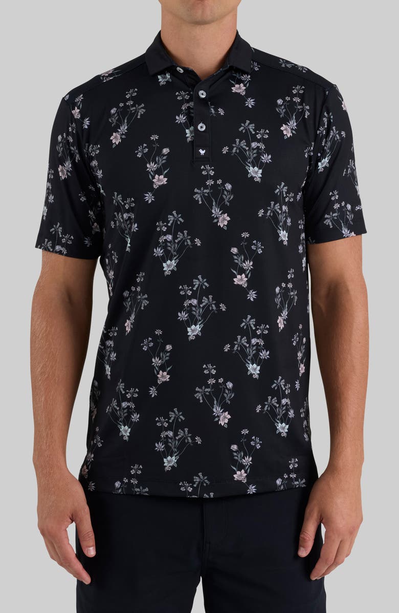 Bad Birdie Floral Performance Golf Polo, Main, color, Midnight Muse