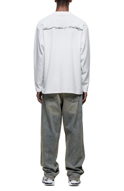 Good For Nothing Scribble Long-sleeve Waffle T-shirt In White