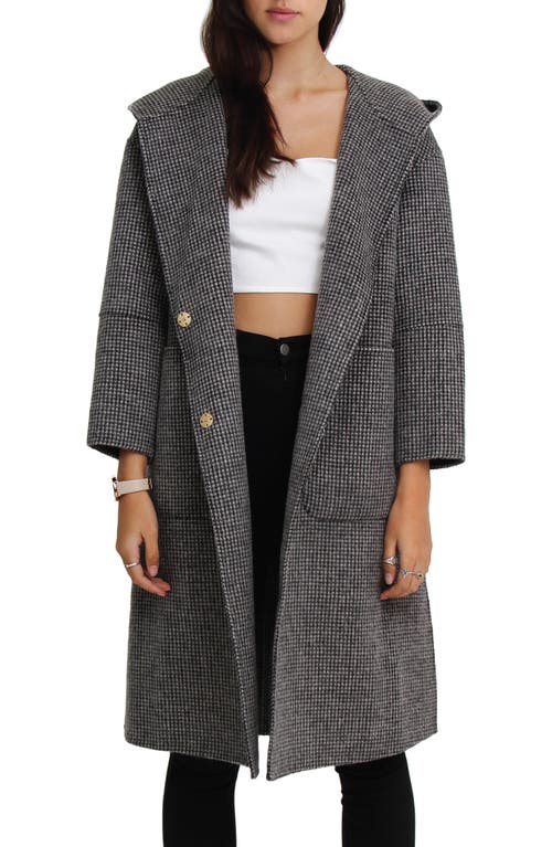 Belle & Bloom Walk This Way Wool Blend Oversized Coat In Black/white