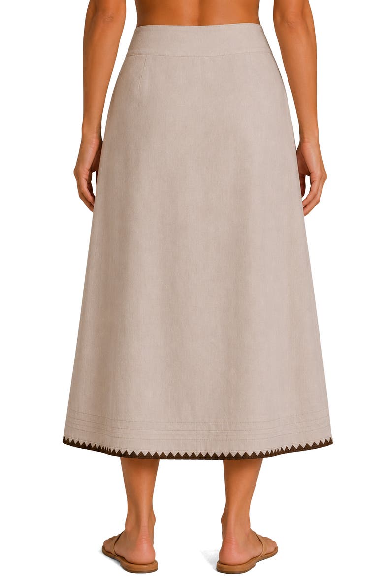 Whipstitch Buttoned Midi Skirt, Alternate, color, TAN