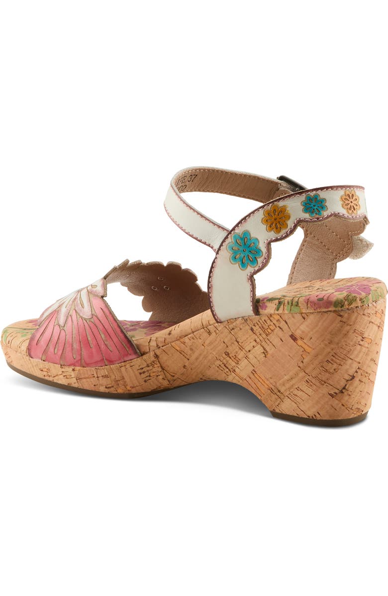 L'Artiste by Spring Step Luvinlife Ankle Strap Platform Wedge Sandal, Alternate, color, White Multi