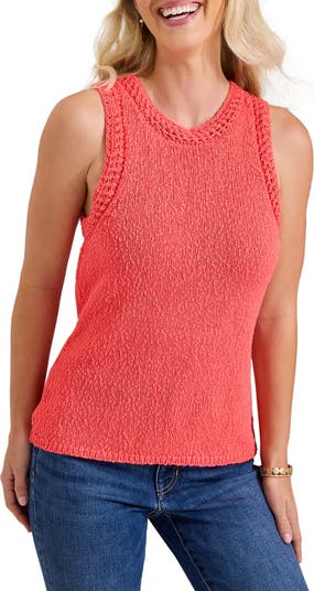 Tommy Bahama Crochet Edge Cotton & Linen Sweater Tank