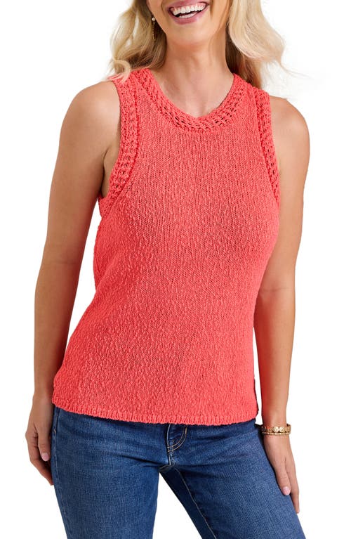 Tommy Bahama Crochet Edge Cotton & Linen Sweater Tank In Melon Berry