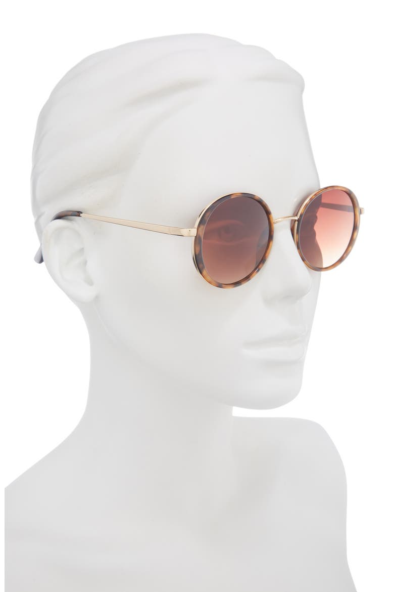 50mm Gradient Round Sunglasses, Alternate, color, TORTOISE