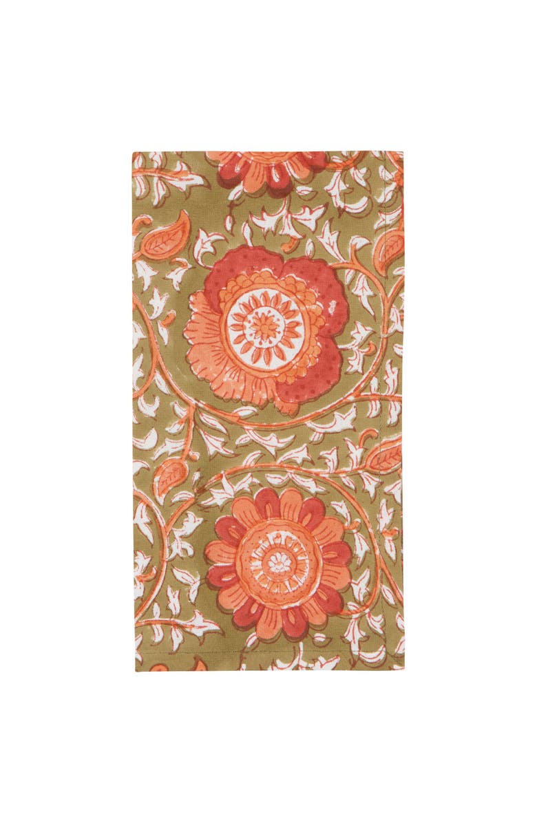 Danica Brands Block Print Zinnia Napkin - Set of 12, Alternate, color, Brown