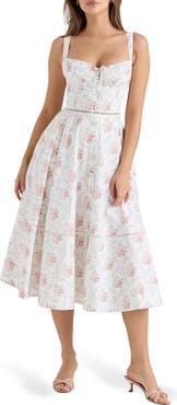 HOUSE OF CB Chiarina Floral Print Midi Dress