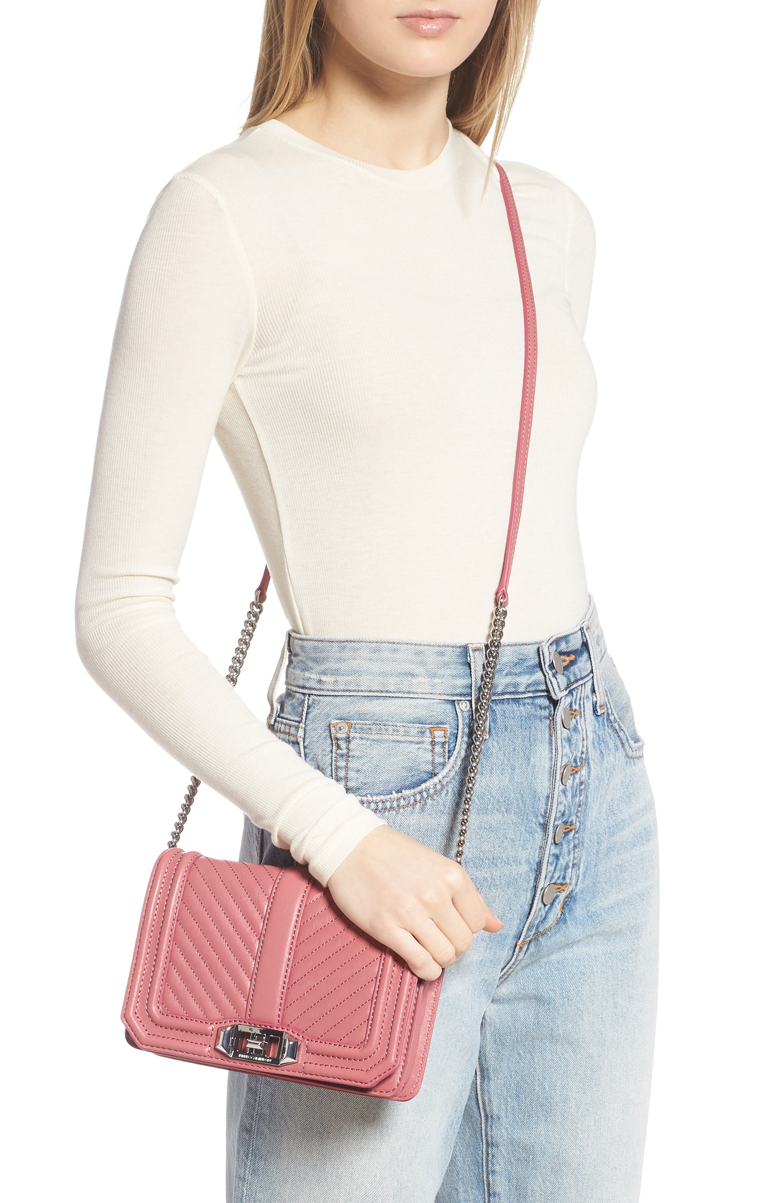 Rebecca Minkoff Small Love Chevron Quilted Leather Crossbody Bag, Alternate, color, 