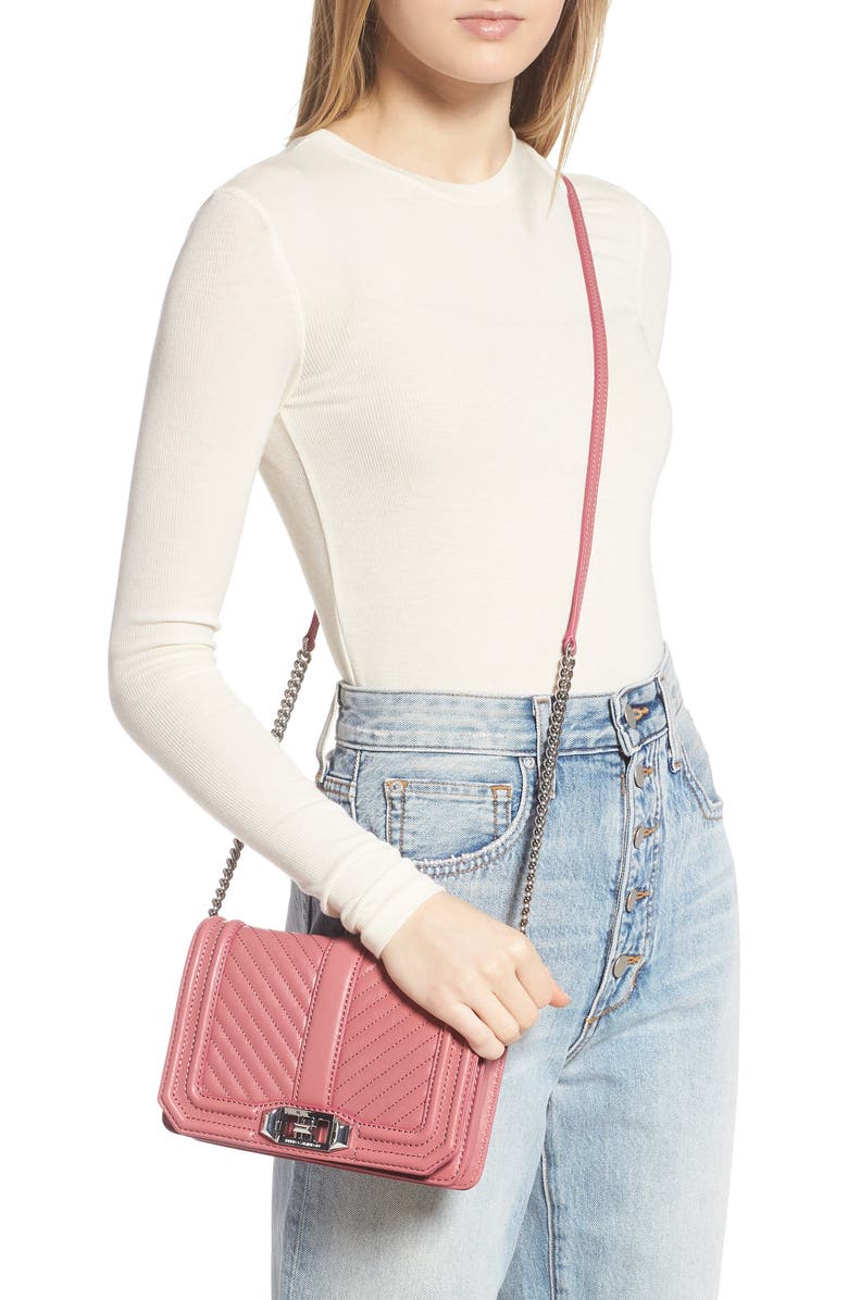 Rebecca Minkoff Small Love Chevron Quilted Leather Crossbody Bag, Alternate, color,