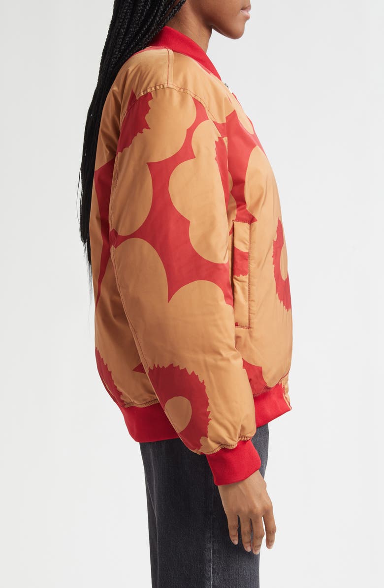 Marimekko Blossa Unikko Bomber Jacket, Alternate, color, Red, Brown