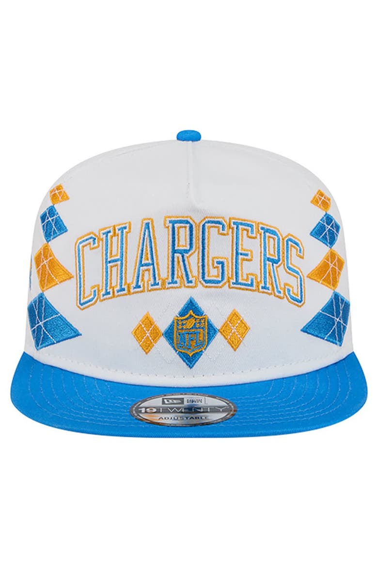 Men's New Era  White Los Angeles Chargers Argyle 19TWENTY Adjustable Hat, Alternate, color, White