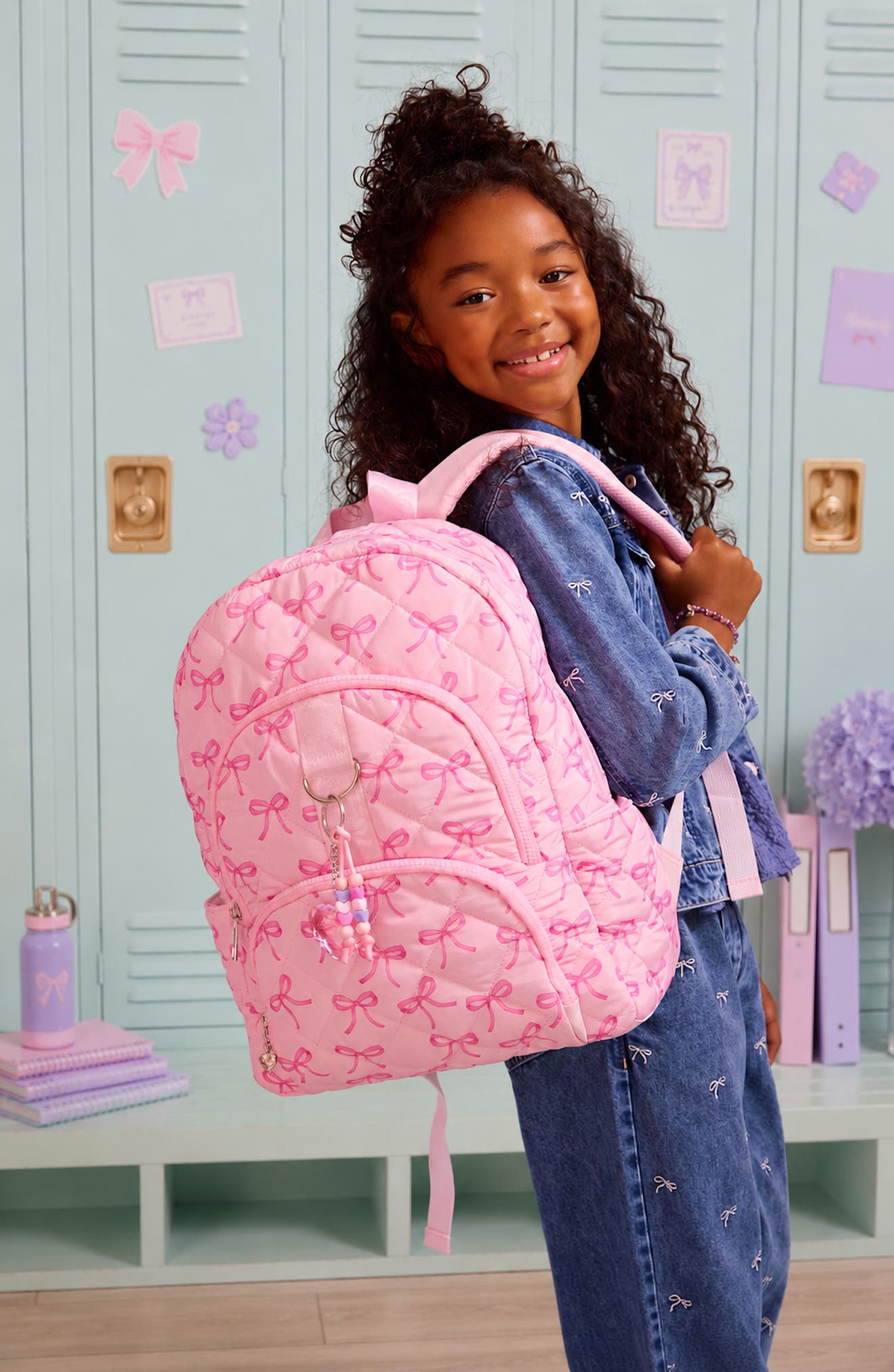 Large Bow Quilted Backpack, Alternate, color, LOLLIPOP