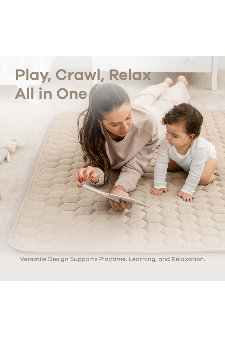Premium Play Mat with Non-Slip Bottom, Square 56x56 inches, Alternate, color, Sand