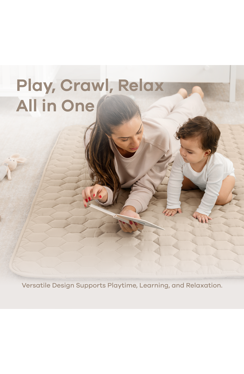 Comfy Cubs Premium Play Mat with Non-Slip Bottom, Square 56x56 inches, Alternate, color, Sand