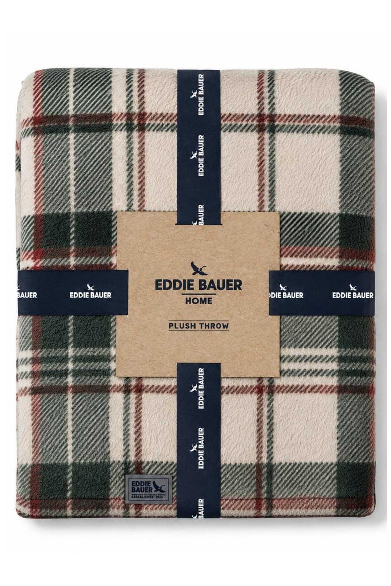 Spruce Mist Microfiber Throw, Alternate, color, OFF WHITE/ RED/ GREEN