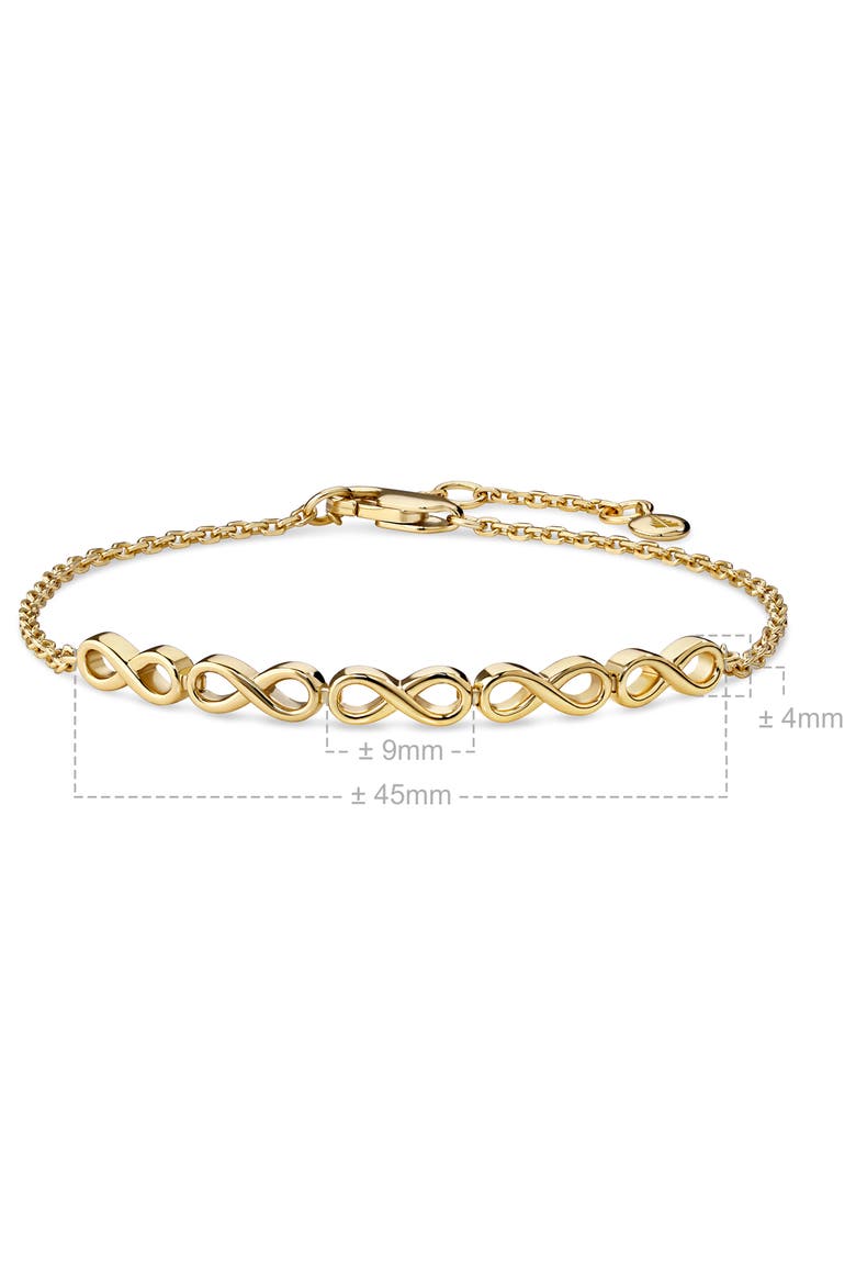Infinity Chain Bracelet in Gold Plated Sterling Silver, Alternate, color, Yellow Gold