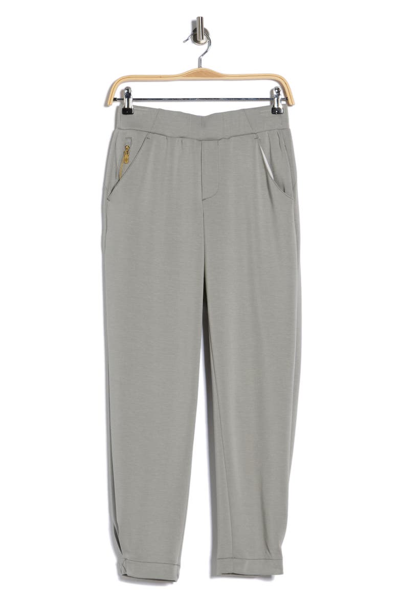'Ab'leisure High Waisted Pleated Hem Joggers, Alternate, color, LIGHT SAGE