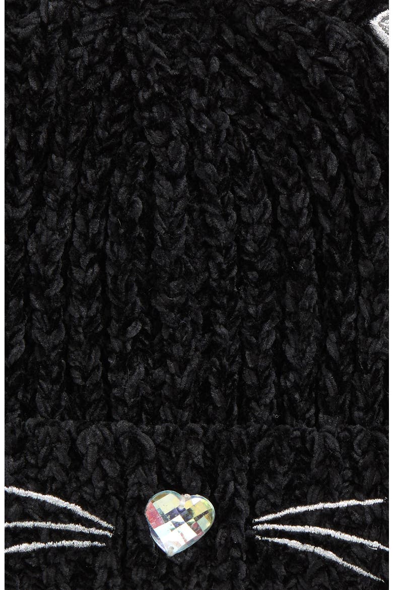 Kids' Chenille Kitty Beanie & Gloves Set, Alternate, color, BLACK