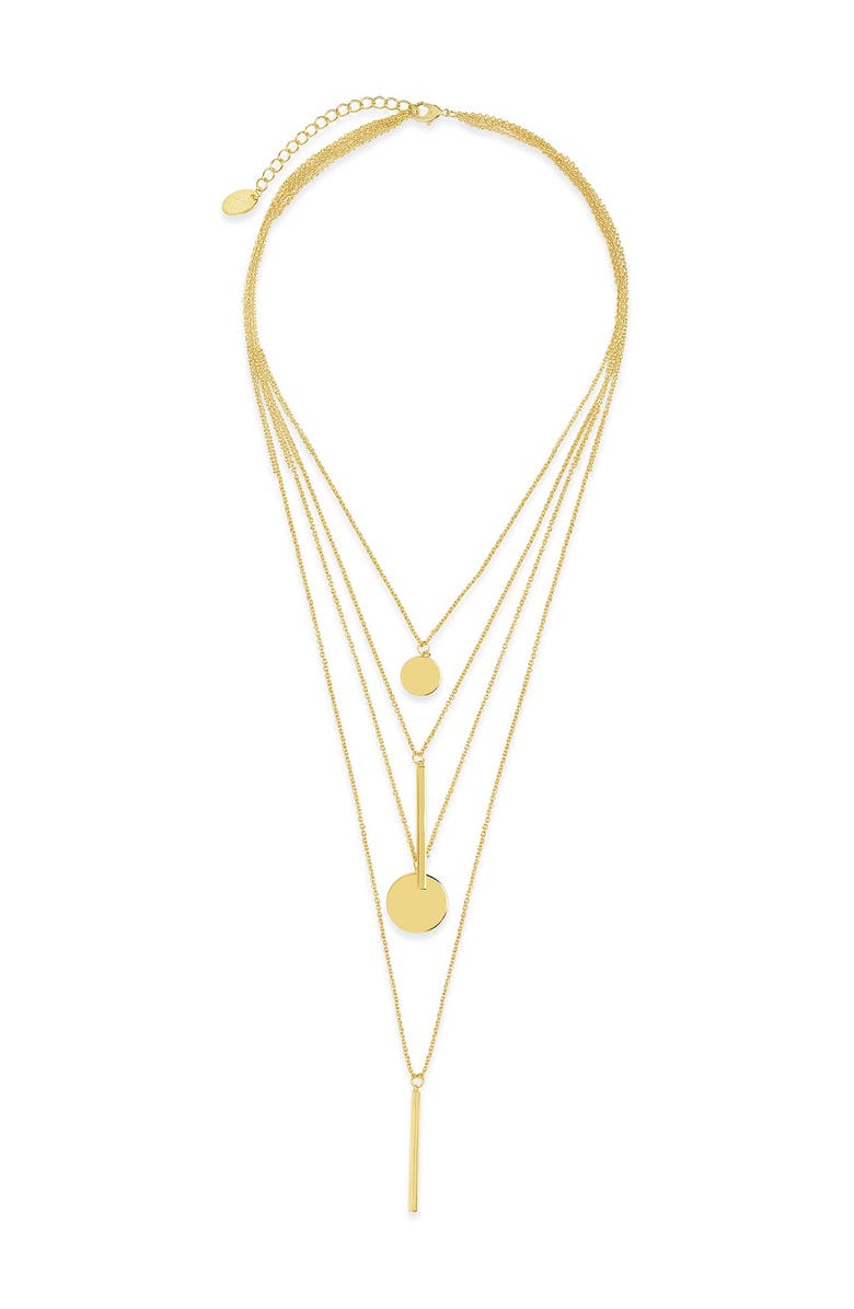 Sterling Forever Circle & Bar Layered Necklace, Alternate, color, 