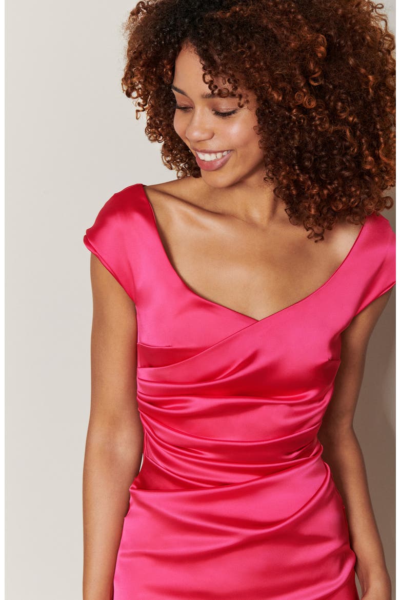 Stretch Satin Duchesse Cocktail Dress, Alternate, color, BEGONIA