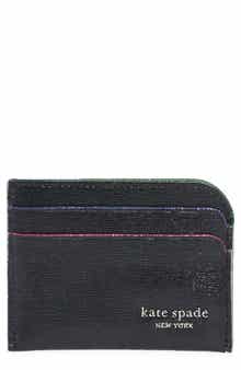 Devin Glitter Edged Shiny Saffiano Leather Card Case