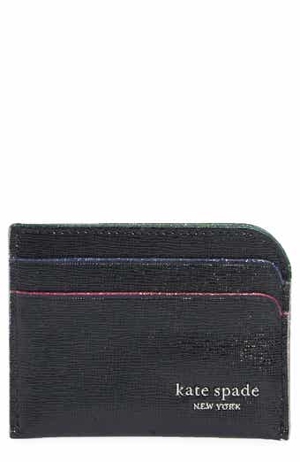 Devin Glitter Edged Shiny Saffiano Leather Card Case