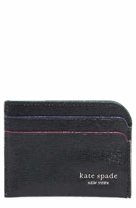 Devin Glitter Edged Shiny Saffiano Leather Card Case