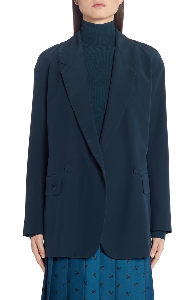 Fendi FF Karligraphy Silk Crêpe de Chine Blazer, Main, color, 