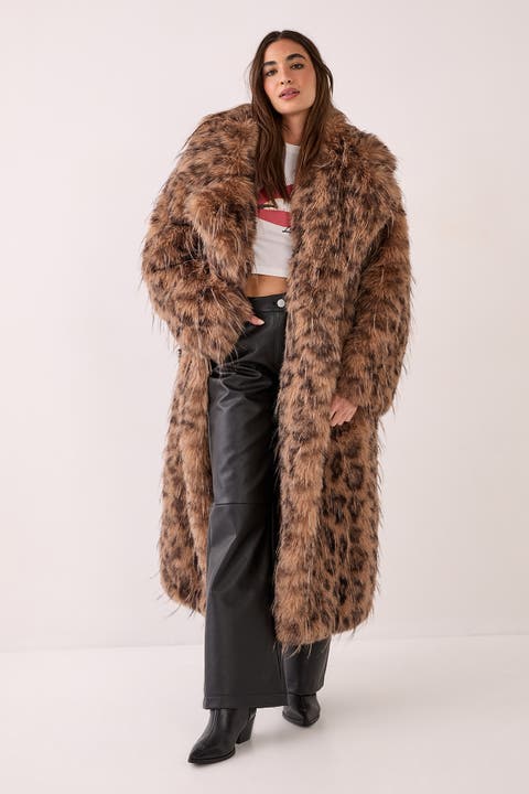 Faux Fur Longline Coat