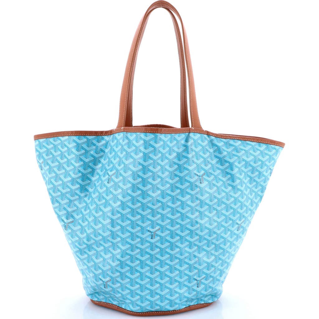 Pre-owned Goyard Goyard Belharra Reversible Tote Coated Canvas In Blue