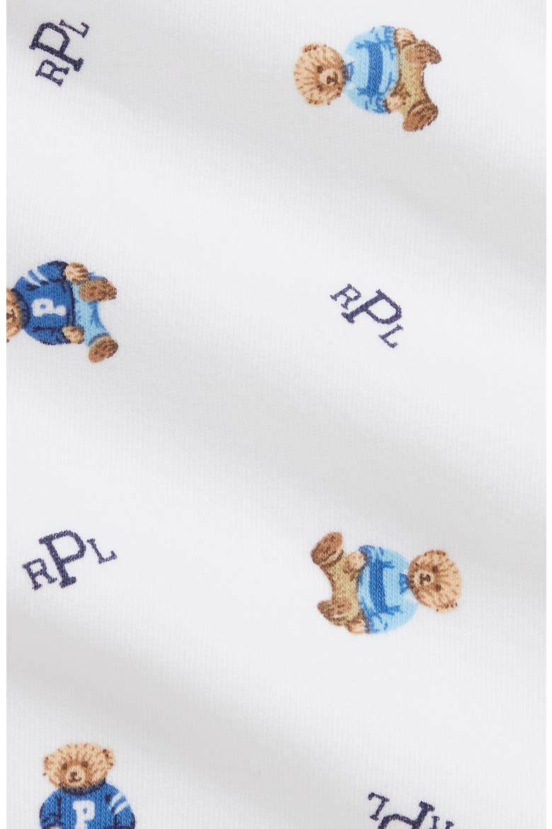 Cotton Interlock Footie, Bib & Hat Set, Alternate, color, WHITE BLUE MULTI