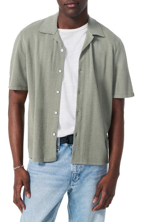 SYUMAN 24SS Crochet Short Sleeve Shirt ⁡ Men's Boxy Short-Sleeve Crochet-Style Shirt | Men's