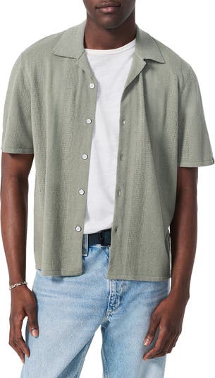 rag & bone Zuma Pointelle Short Sleeve Knit Camp Shirt