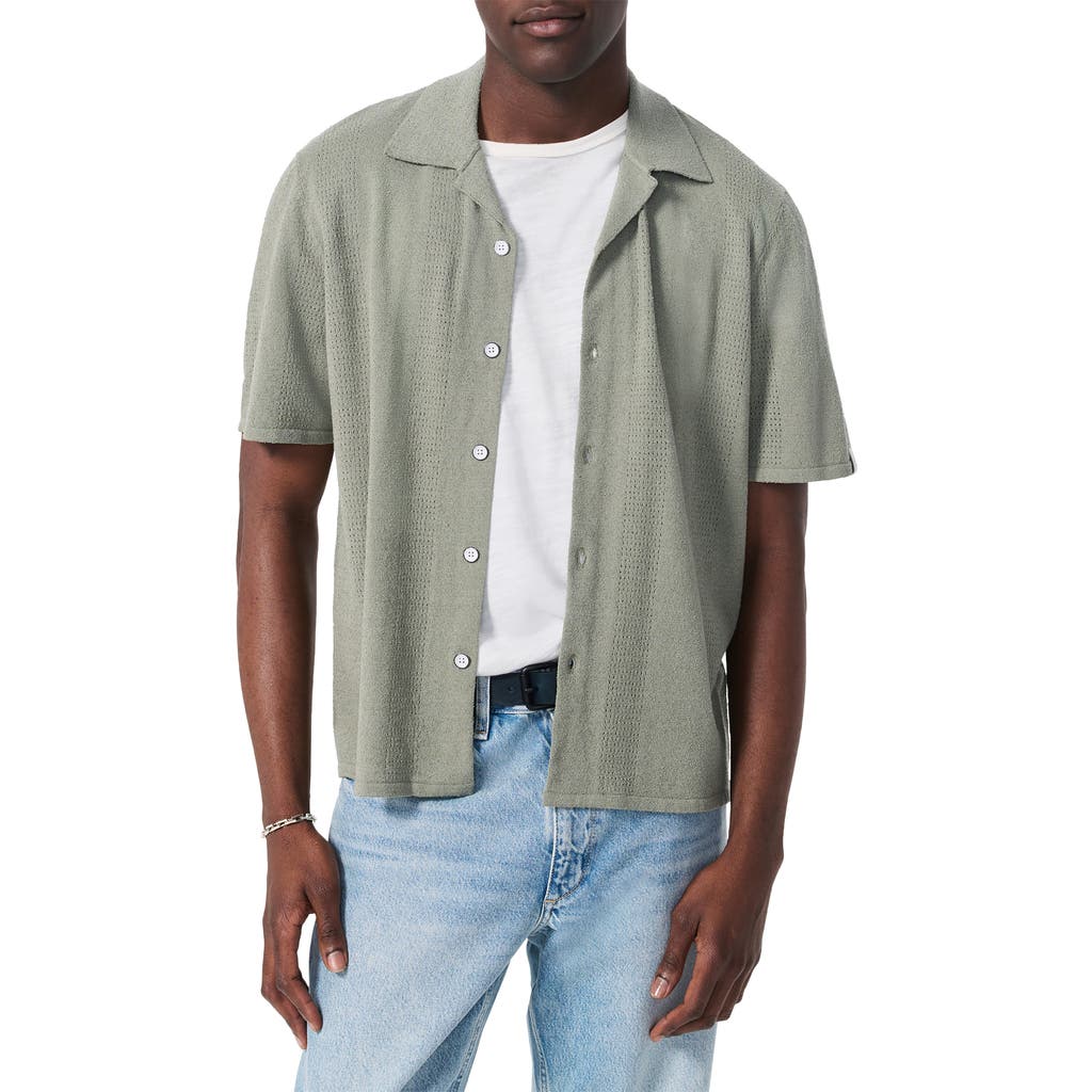 Rag & Bone Zuma Pointelle Short Sleeve Knit Camp Shirt