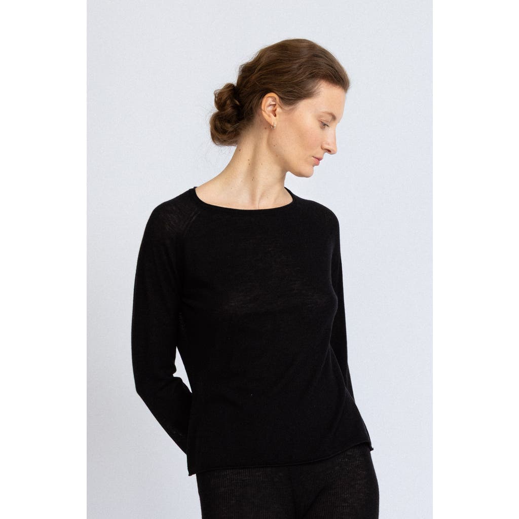 Alas Merino Wool Sheer Top In Black