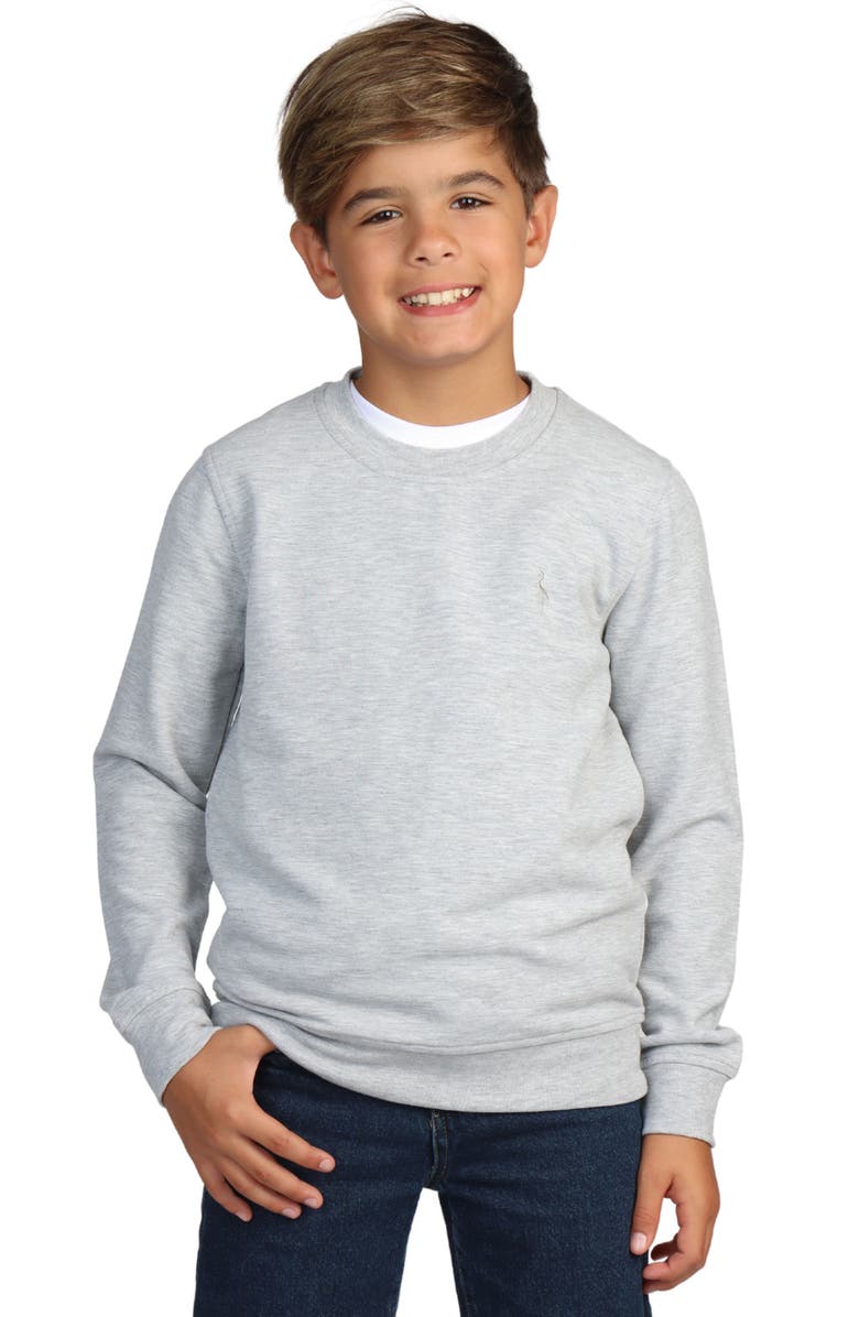 TailorByrd Kids' Sueded Fleece Crewneck Pullover, Main, color, Light Grey Heather