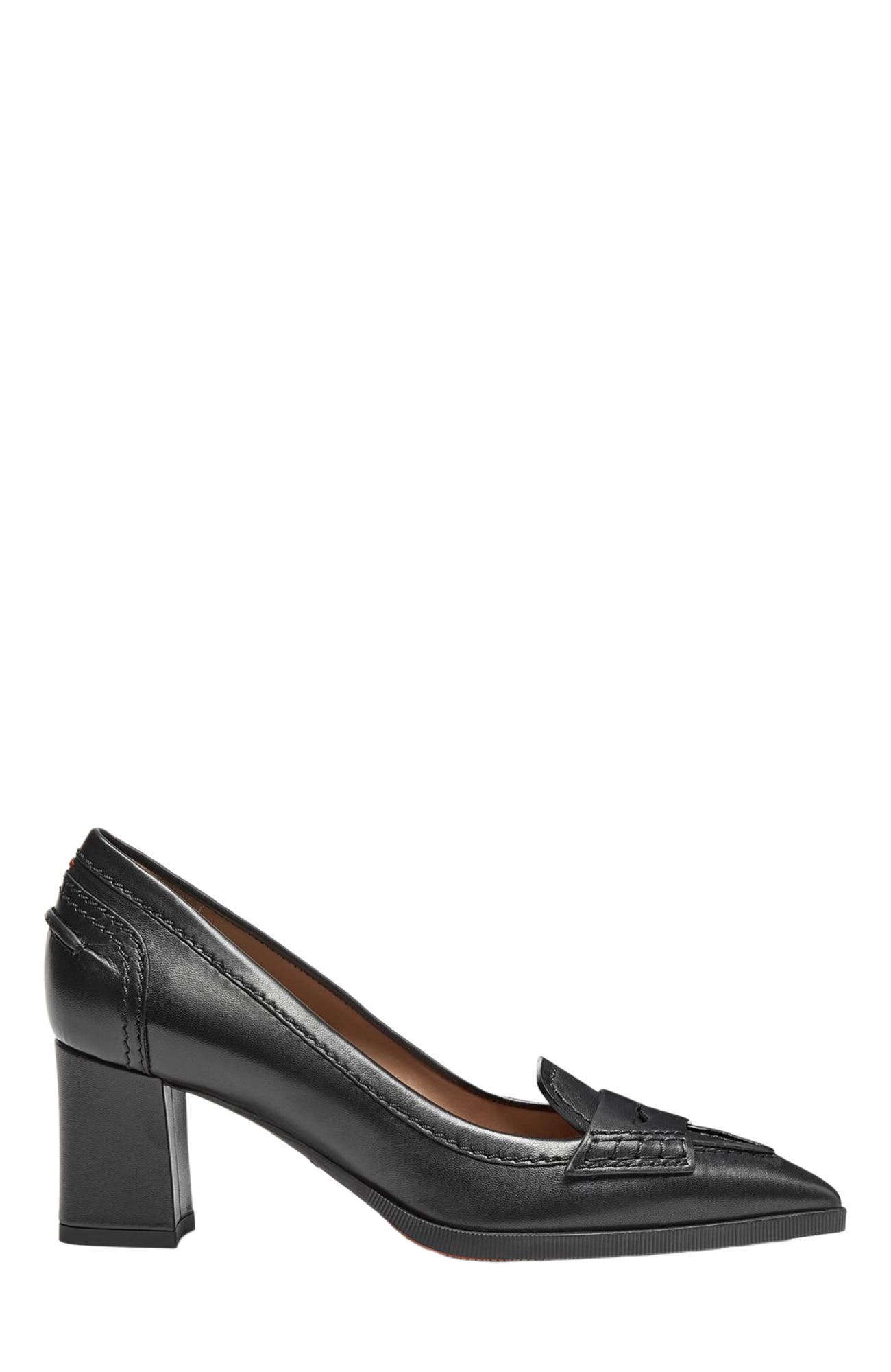 Santoni Women's  leather mid-heel pump, Alternate, color, Black