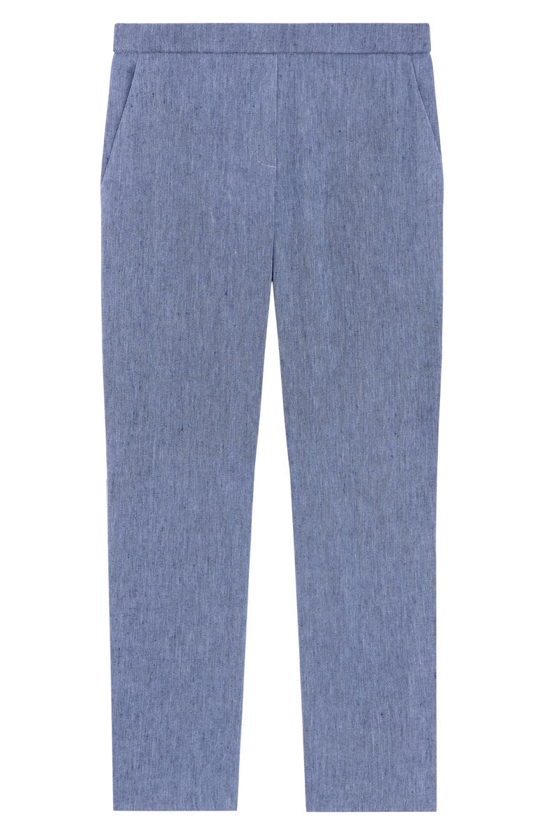 Theory Treeca Linen Blend Pull-On Crop Pants, Alternate, color, Light Denim