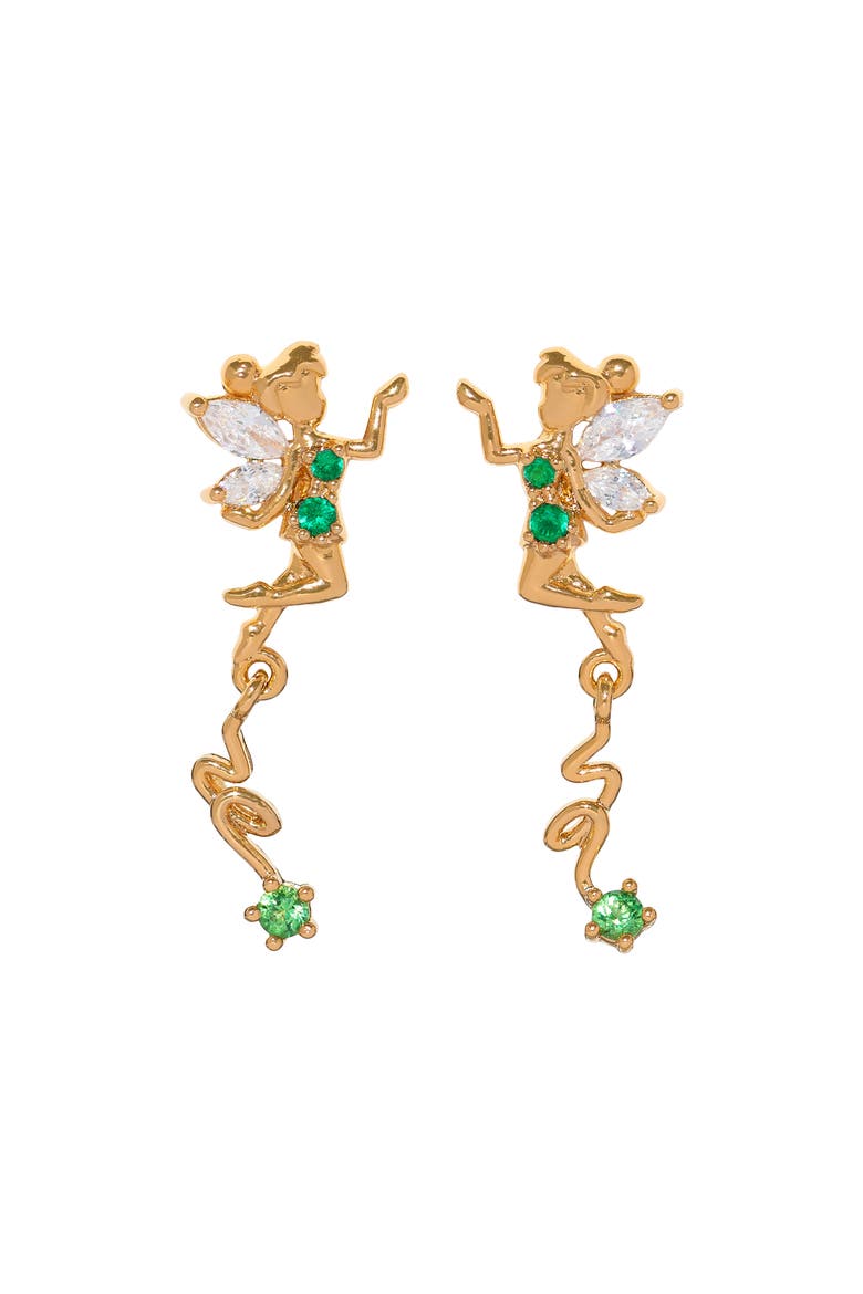 Disney® Tinker Bell Stud Earrings, Main, color, GOLD