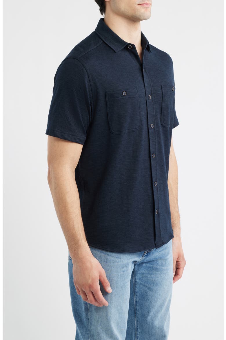 Riley Knit Short Sleeve Button-Up Shirt, Alternate, color, NAVY