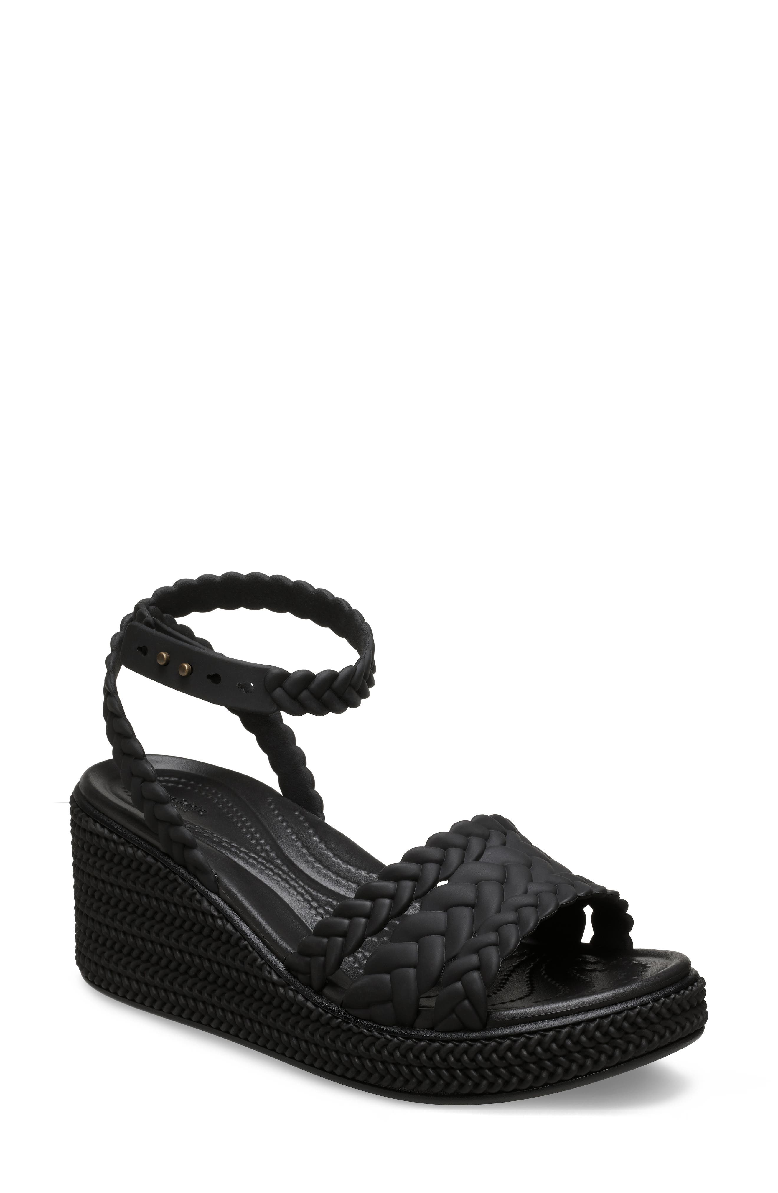 CROCS Brooklyn Platform Wedge Sandal, Main, color, Black/ Black