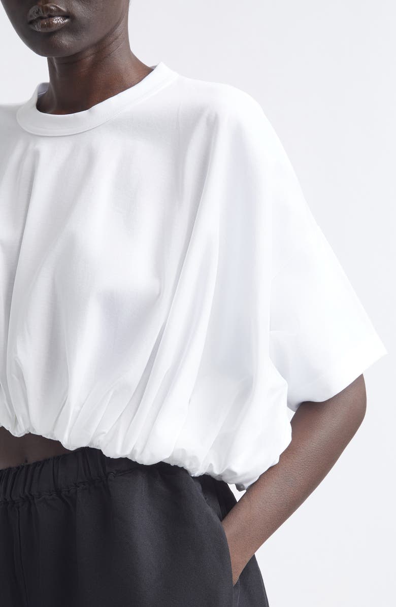 Noir Kei Ninomiya Bubble Hem Cotton Ponte Crop Top, Alternate, color, White