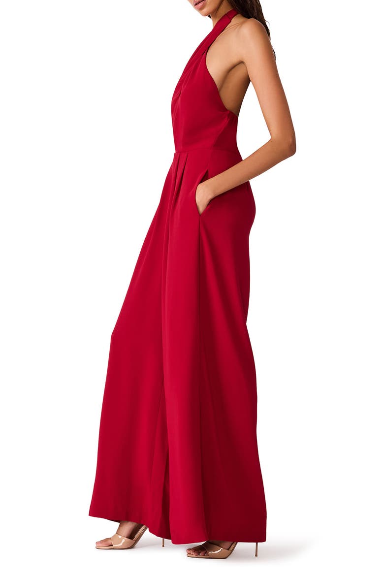 Aiyana Wide Leg Halter Jumpsuit, Alternate, color, TRUE RED